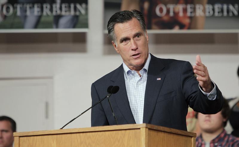 Republican presidential candidate and former Massachusetts Gov. Mitt Romney speaks during a campaign event at Otterbein University April 27, 2012 in Westerville, Ohio.